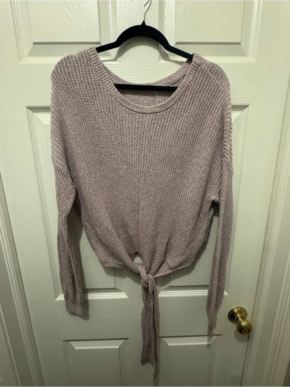 Hollister Lavender Tie-Front or back Crewneck Sweater